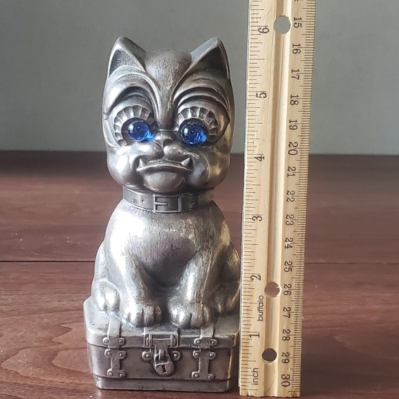 Vintage 1920s Metal Bulldog Dog Coin Bank Silver Plate Denmark - Picture 8 of 9
